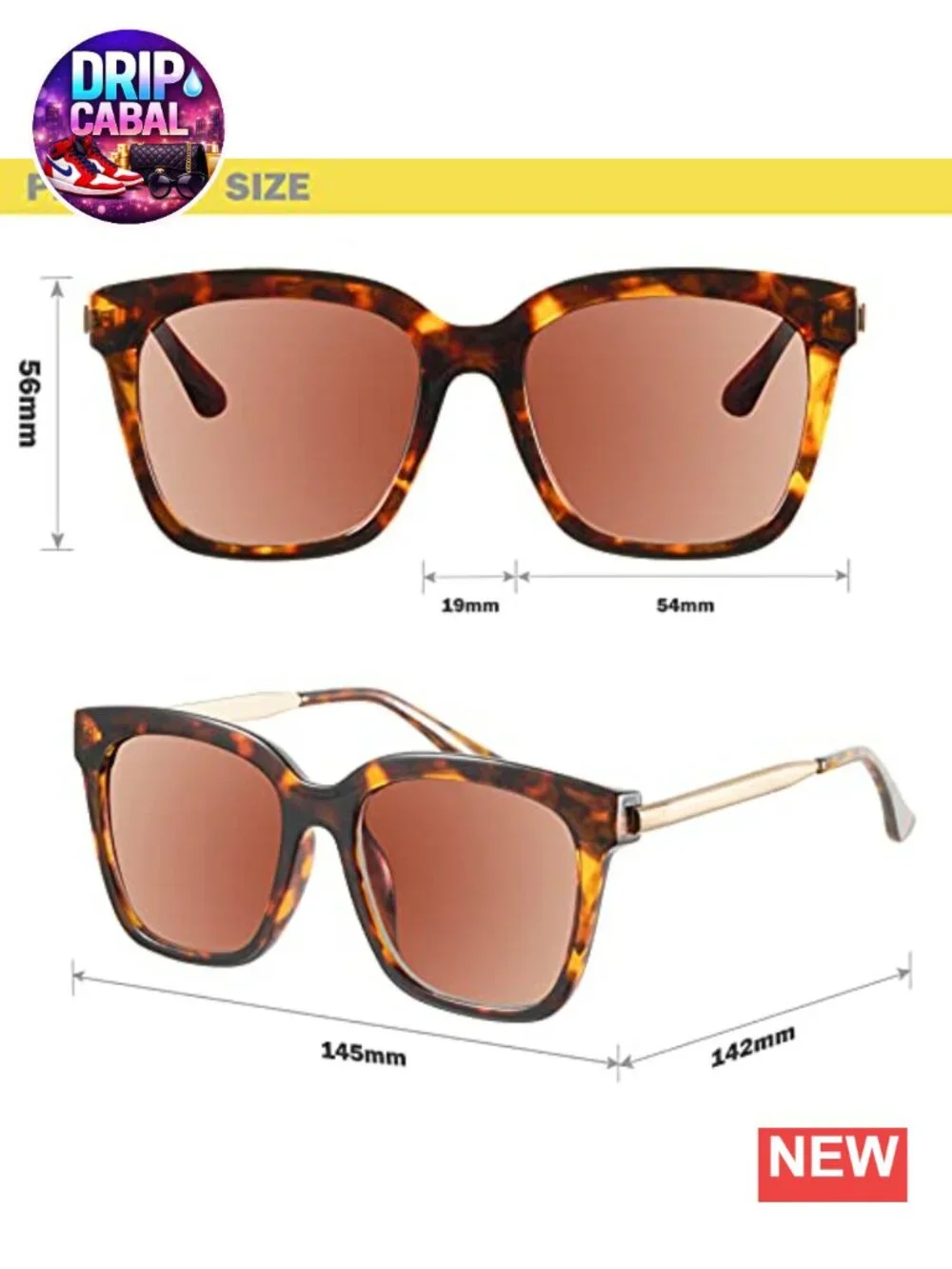 Oversized Square Sunglasses for Women UV400 Protection Metal Temples Trendy
